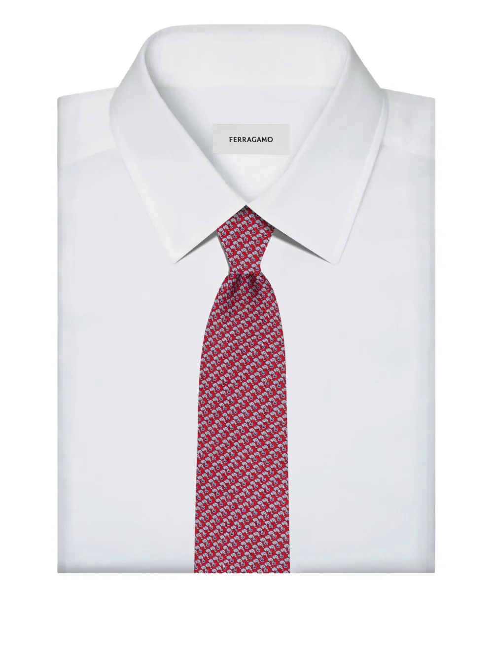 Ferragamo Stropdas met olifantprint Rood