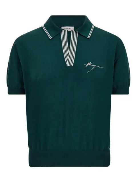 Ferragamo striped-collar T-shirt