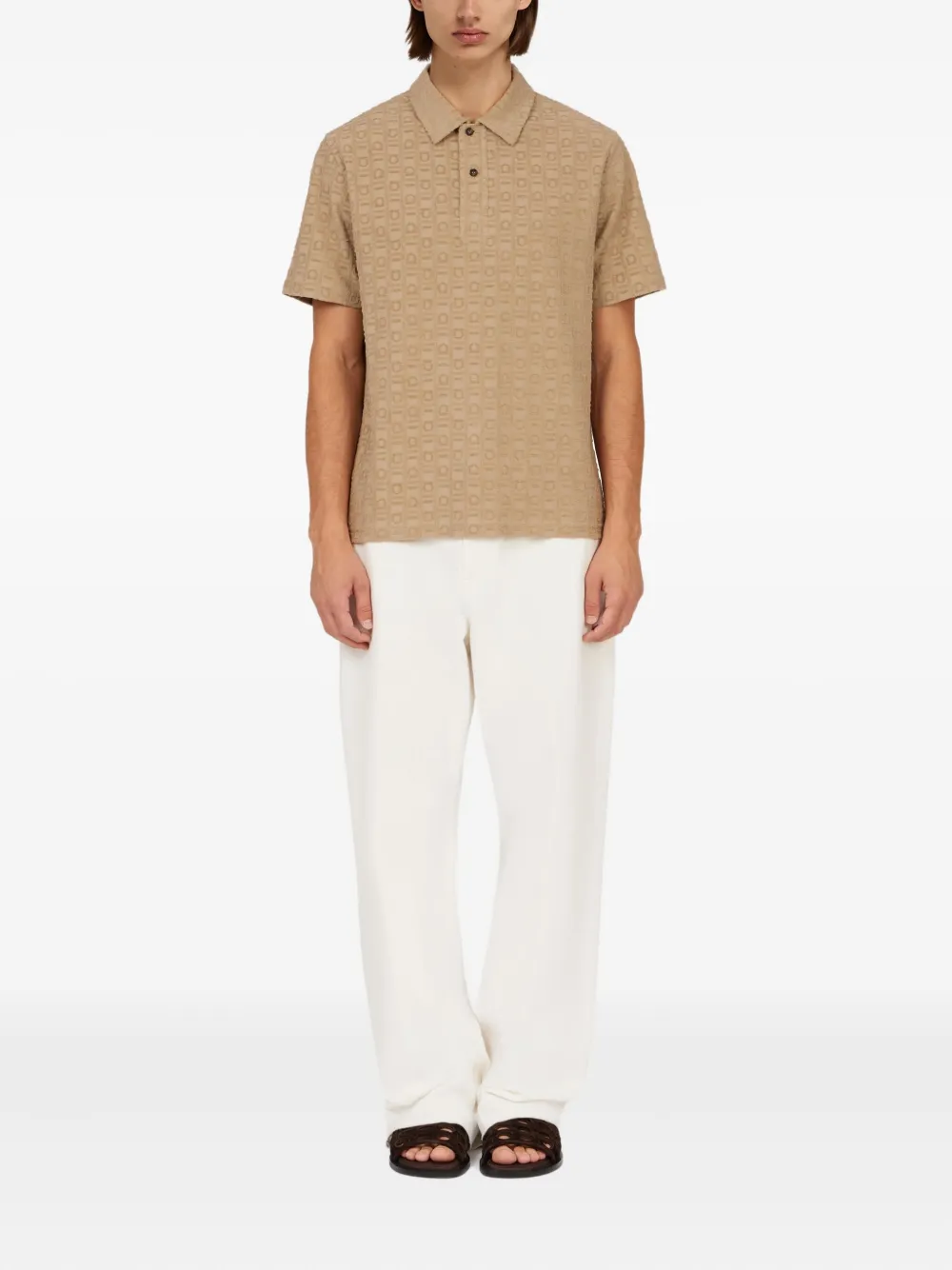 Ferragamo Poloshirt met monogram Beige