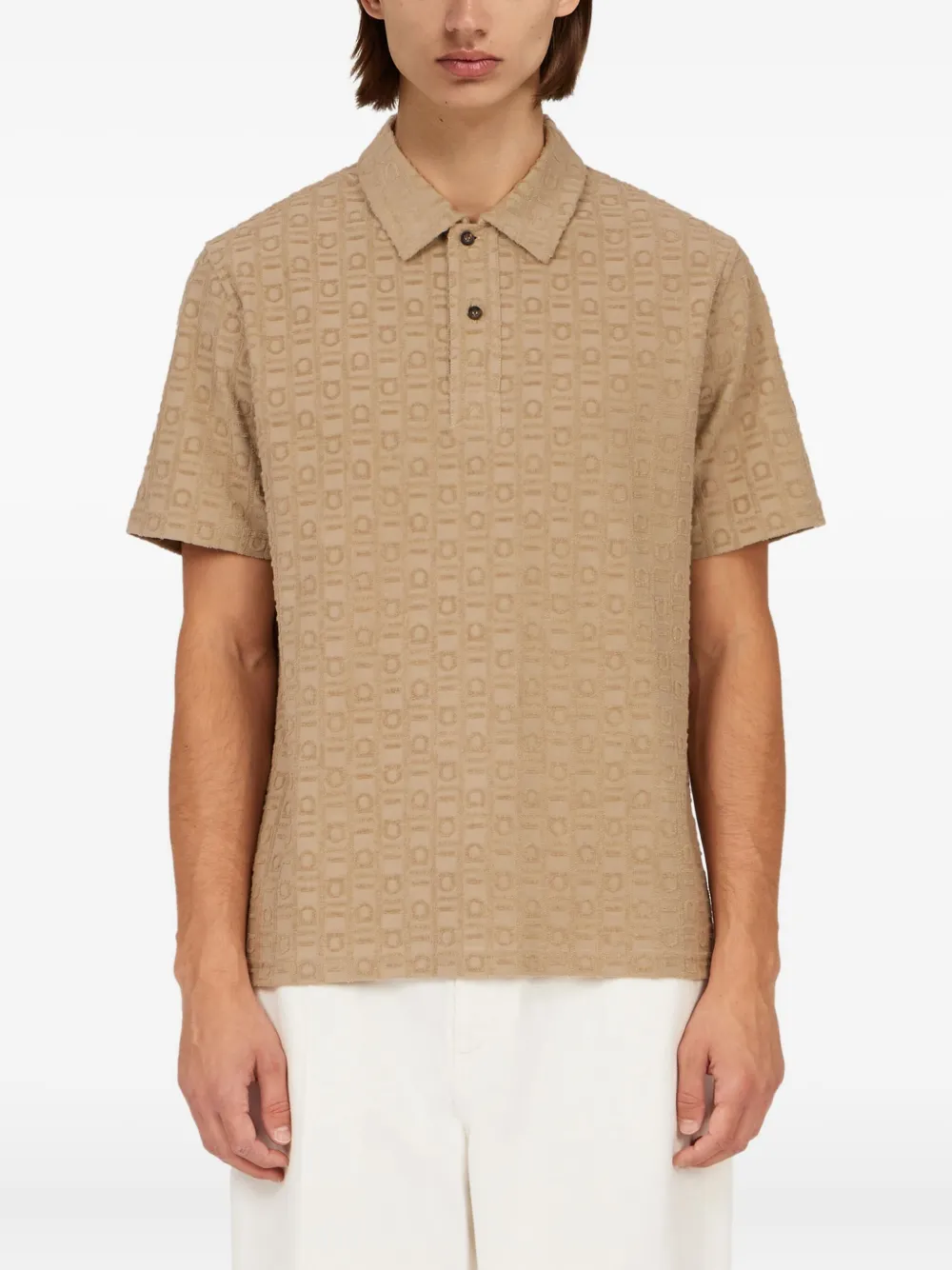 Ferragamo Poloshirt met monogram Beige