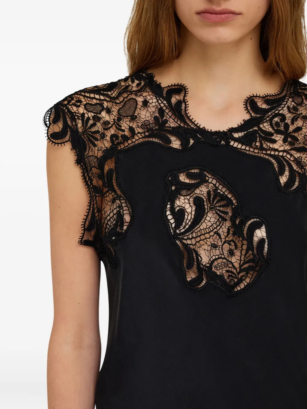 Ferragamo Maxi-jurk met kanten detail Zwart
