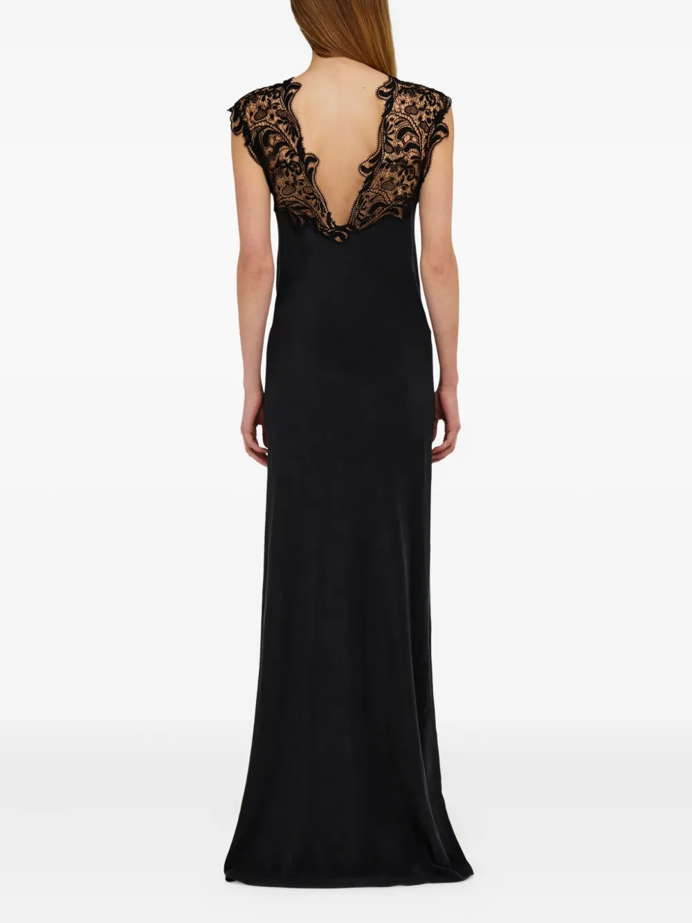 Ferragamo Maxi-jurk met kanten detail Zwart
