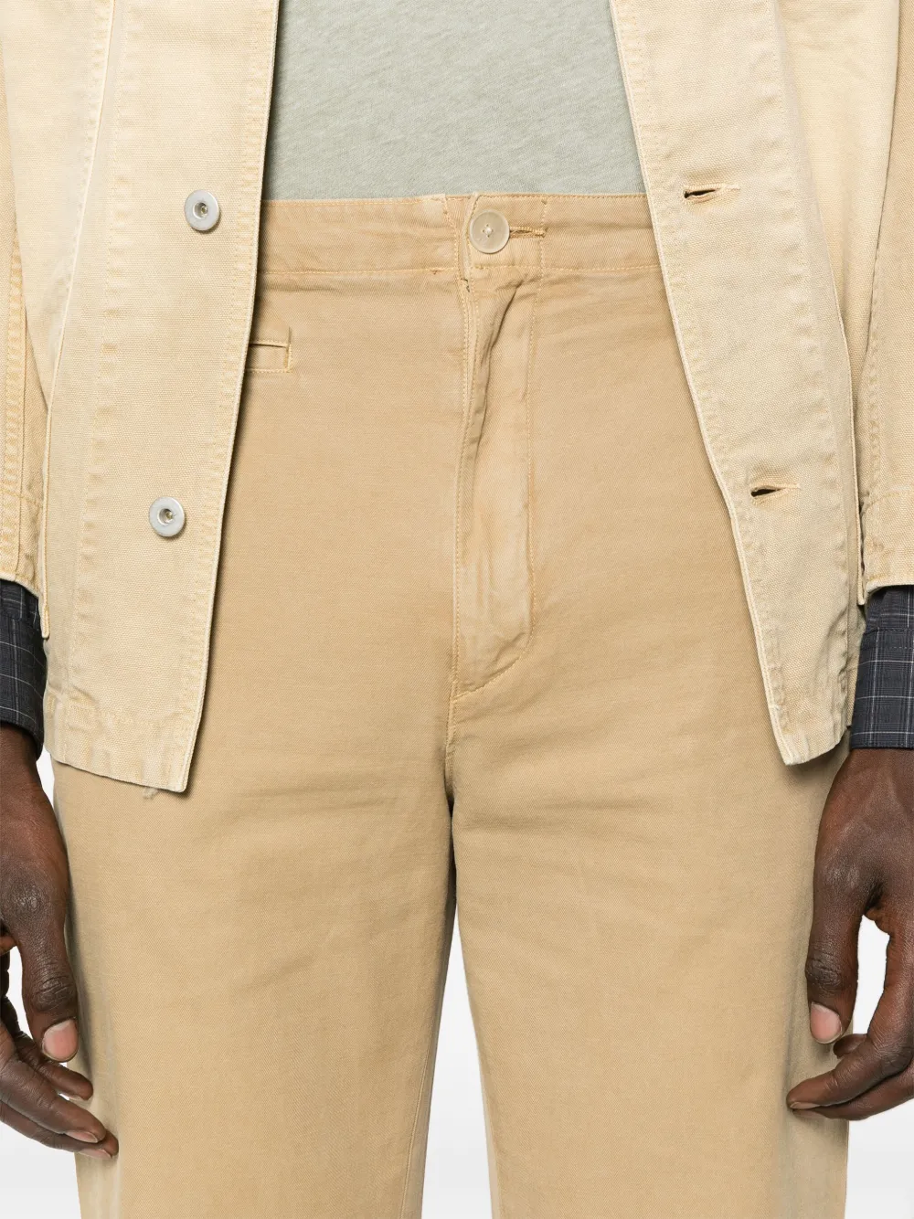 Auralee Gabardine broek met geverfd effect Beige