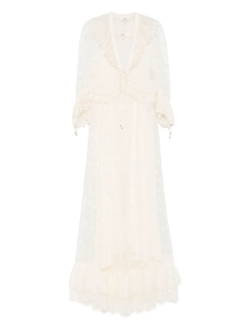 Chloé Maxi-jurk met geborduurde bloemen Wit