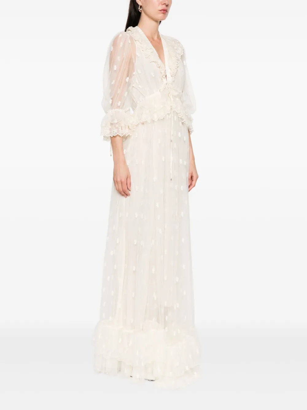 Chloé Maxi-jurk met geborduurde bloemen Wit