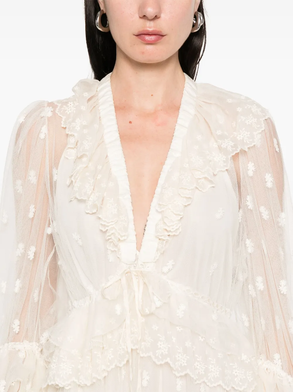Chloé Maxi-jurk met geborduurde bloemen Wit