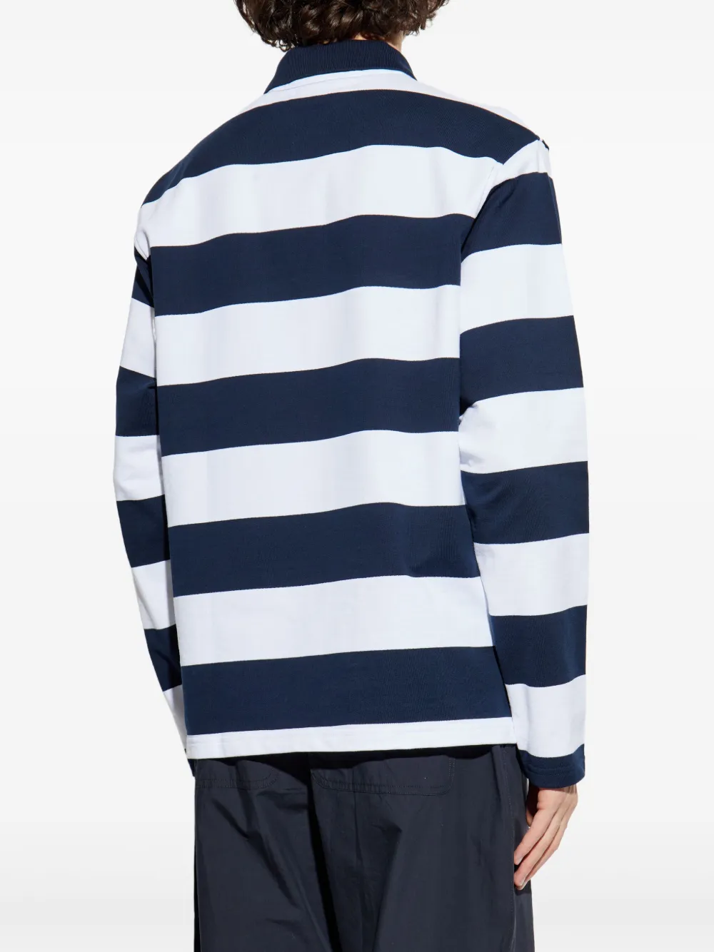 Shop Paul & Shark Striped Long-sleeve Polo Shirt In ブルー