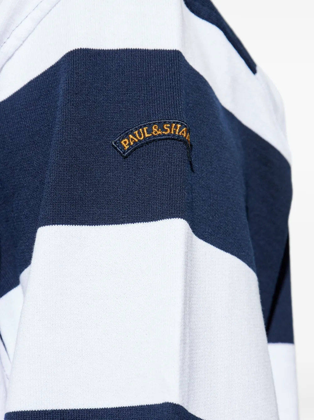 Shop Paul & Shark Striped Long-sleeve Polo Shirt In ブルー