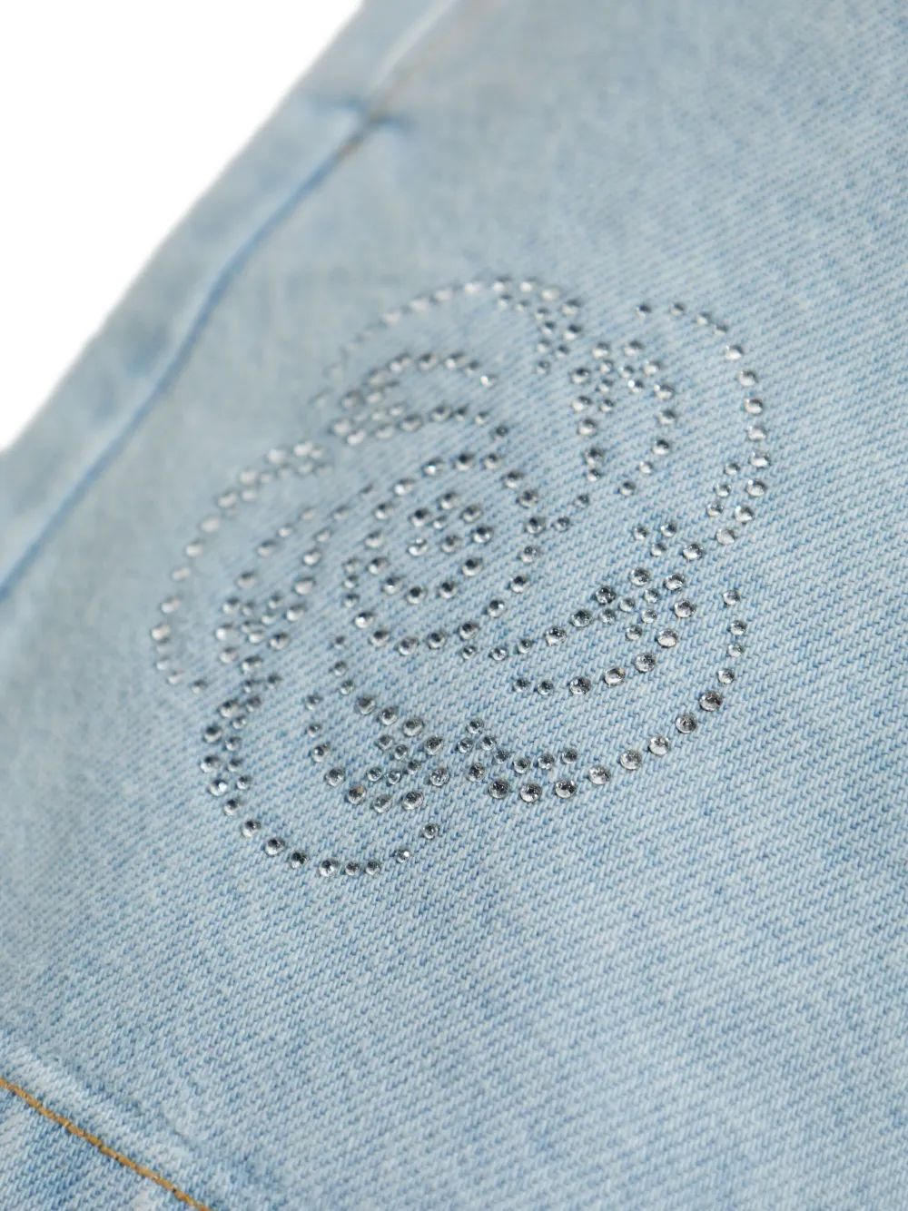 Rotate Birger Christensen Rotate High-waisted Denim Stud Shorts In Light Blue In Blue
