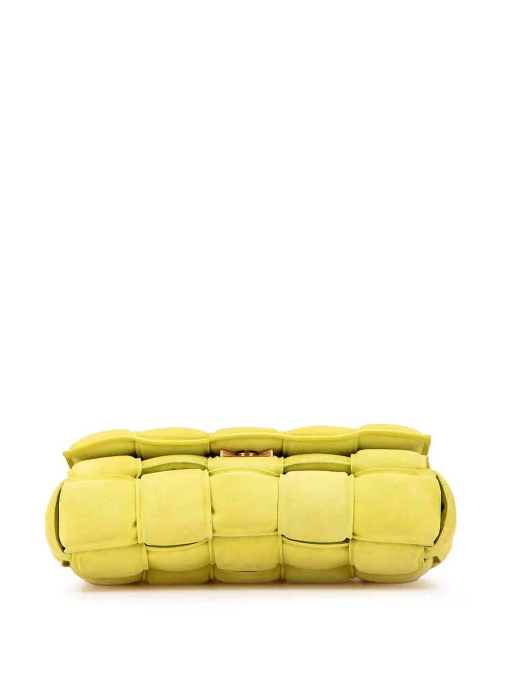 Pre-owned Bottega Veneta 2012-2024 Suede Intrecciato Padded Chain Cassette Satchel In Yellow
