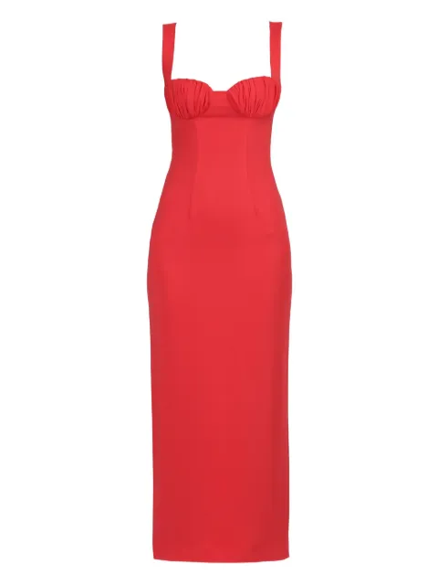 Rowen Rose gathered-detail sleeveless midi dress
