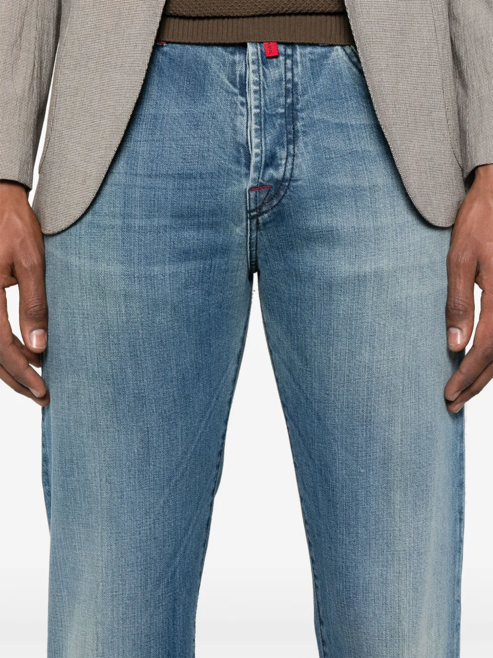 Kiton Jeans met logopatch Blauw
