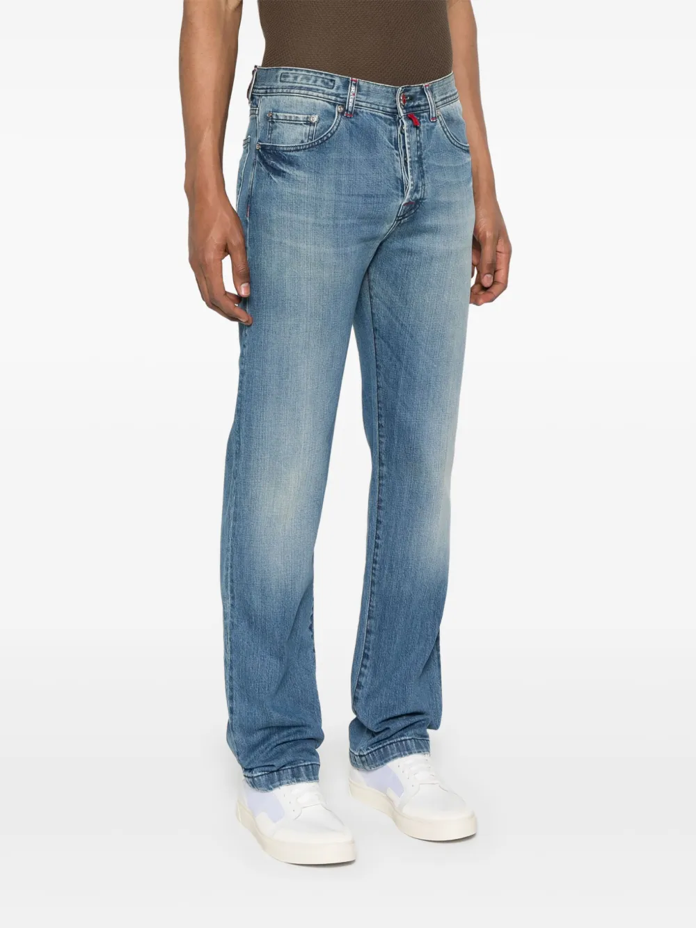 Kiton Jeans met logopatch Blauw