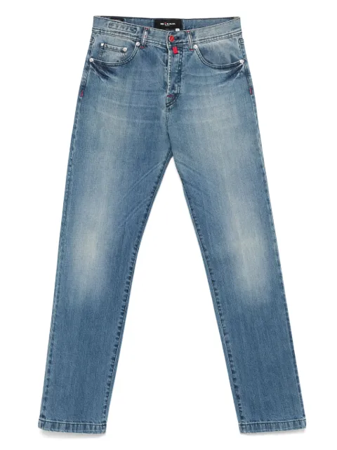Kiton logo-patch jeans