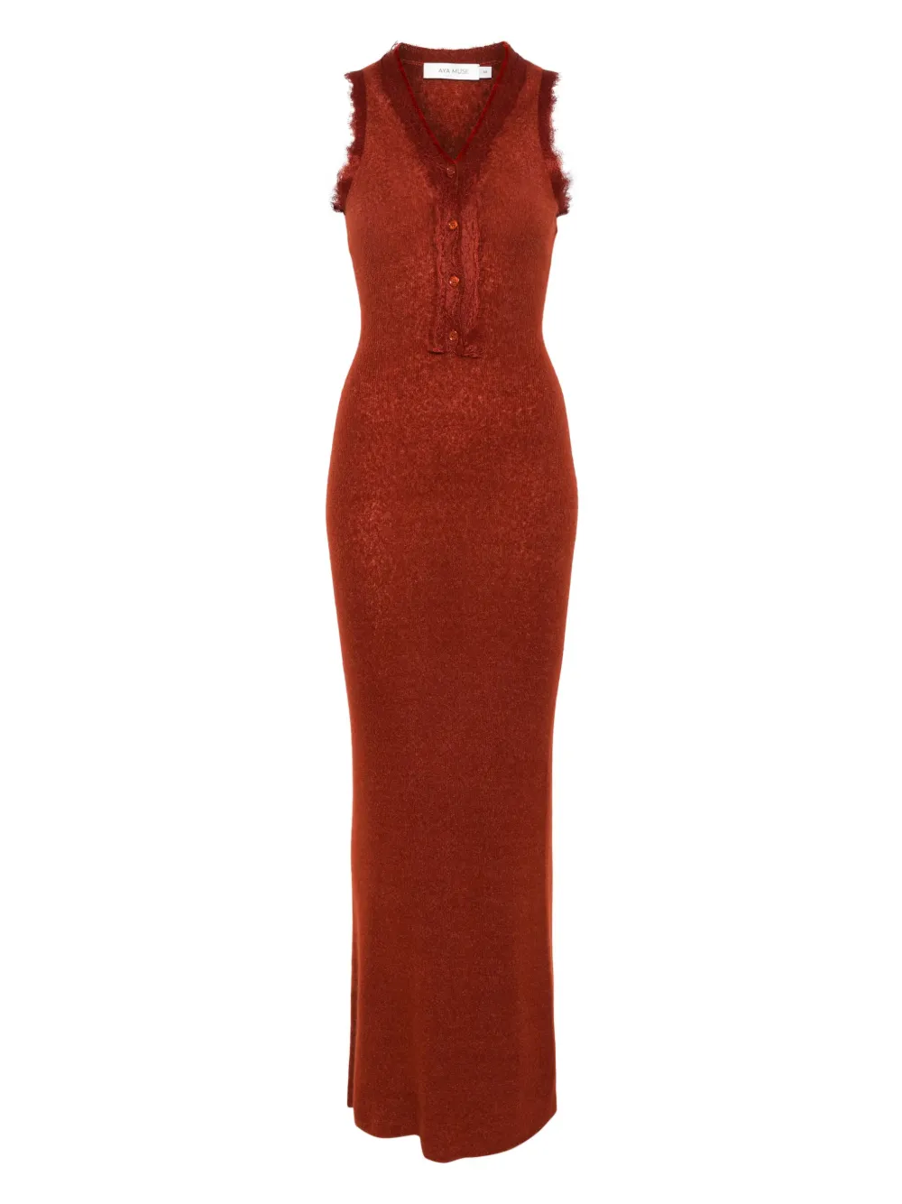 Aya Muse Gebreide maxi-jurk Oranje