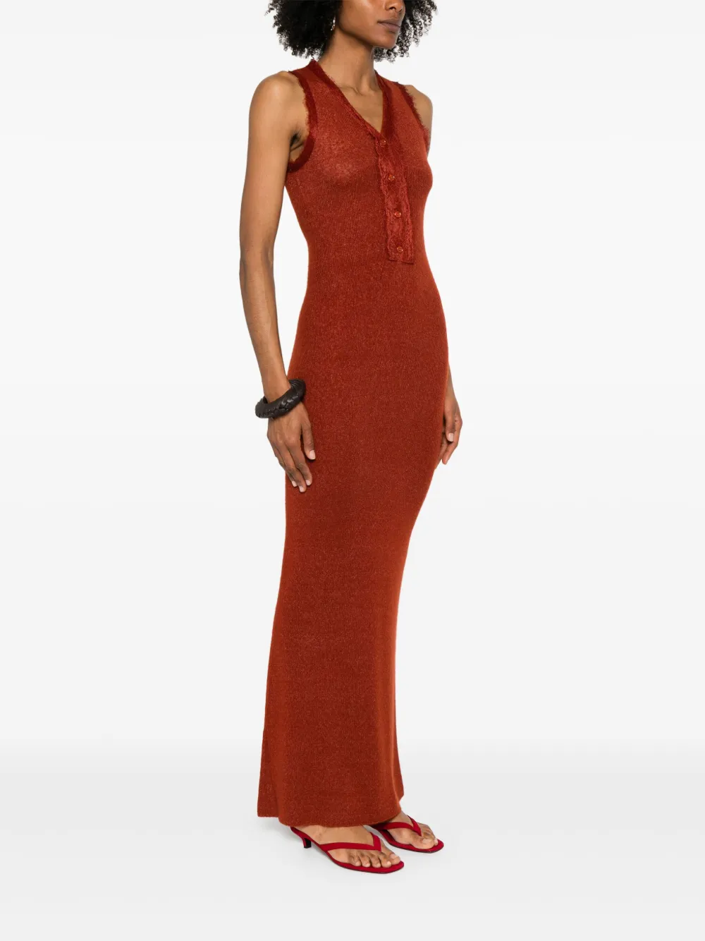 Aya Muse Gebreide maxi-jurk Oranje