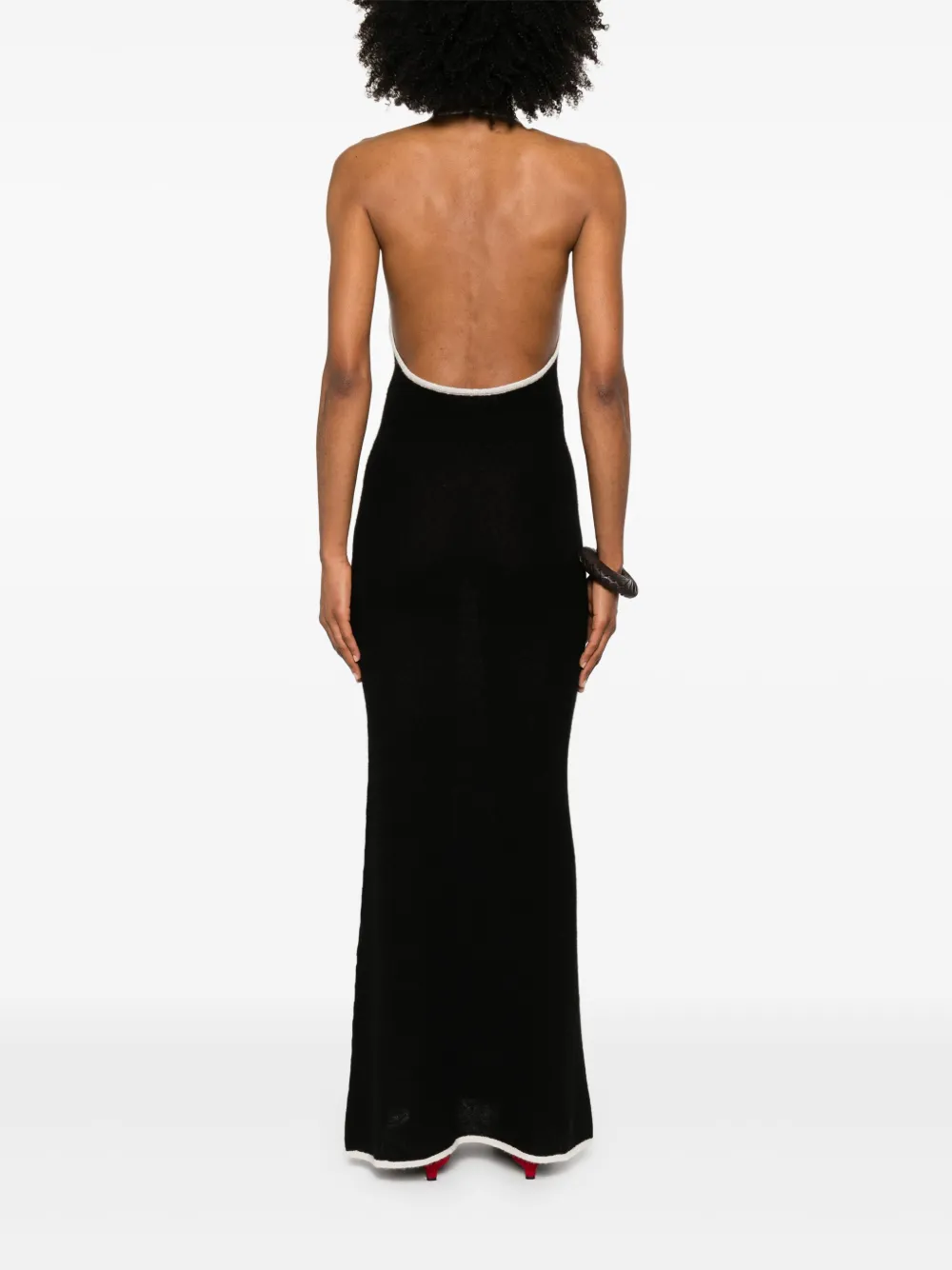 Shop Aya Muse Knitted Maxi Dress In 黑色