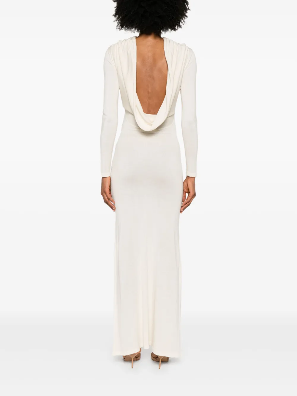 Aya Muse Fijngebreide maxi-jurk Beige