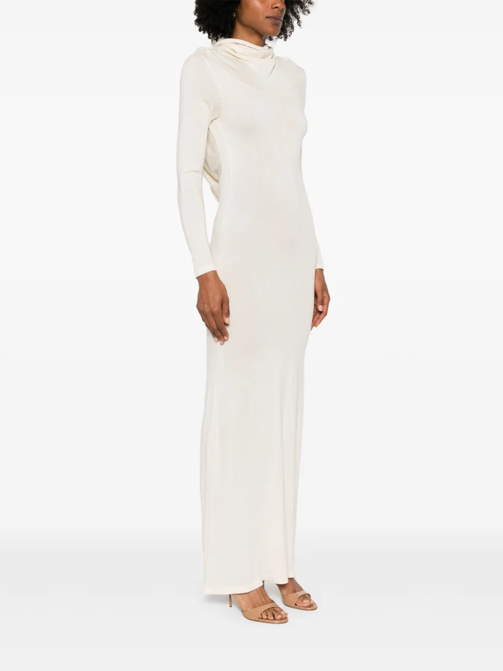 Aya Muse Fijngebreide maxi-jurk Beige