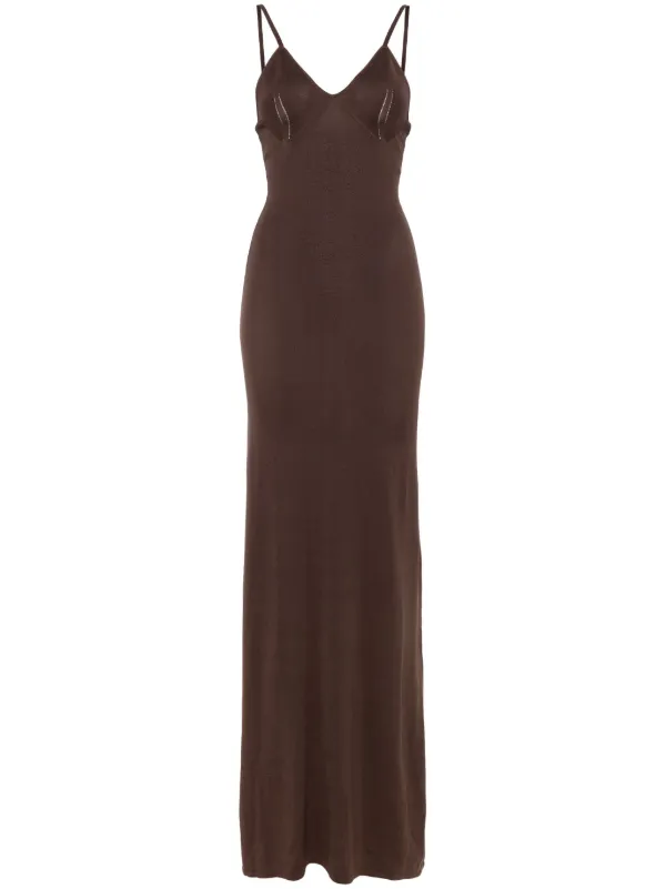 Aya Muse Knitted Maxi Dress - Brown