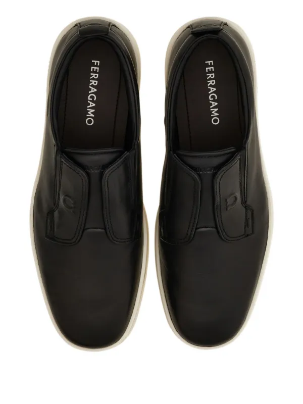 FERRAGAMO ブラック レザー シューズ Ferragamo スリッポン レザースニーカー | ブラック | FARFETCH JP