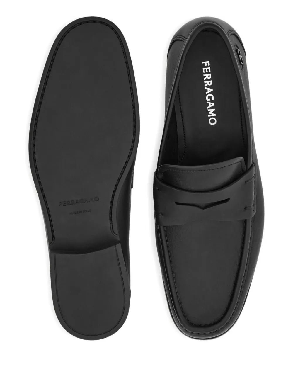 Ferragamo leather penny loafers Black
