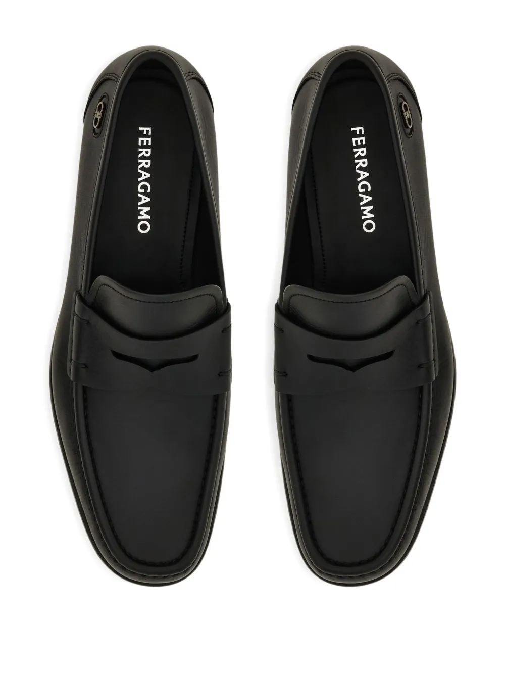 Ferragamo leather penny loafers Black