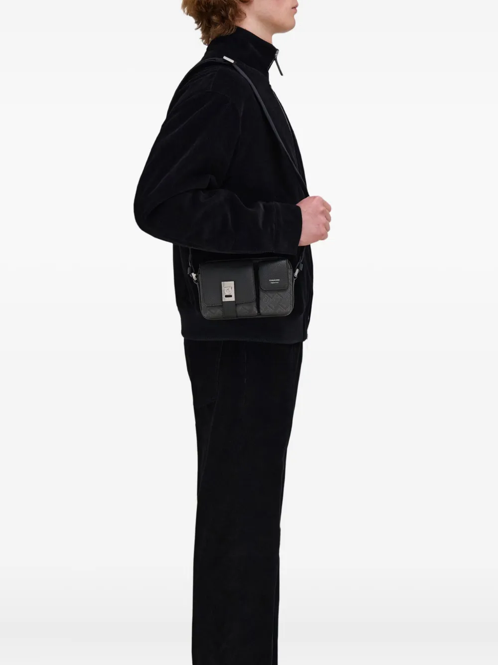 FERRAGAMO MONOGRAM-JACQUARD SHOULDER BAG