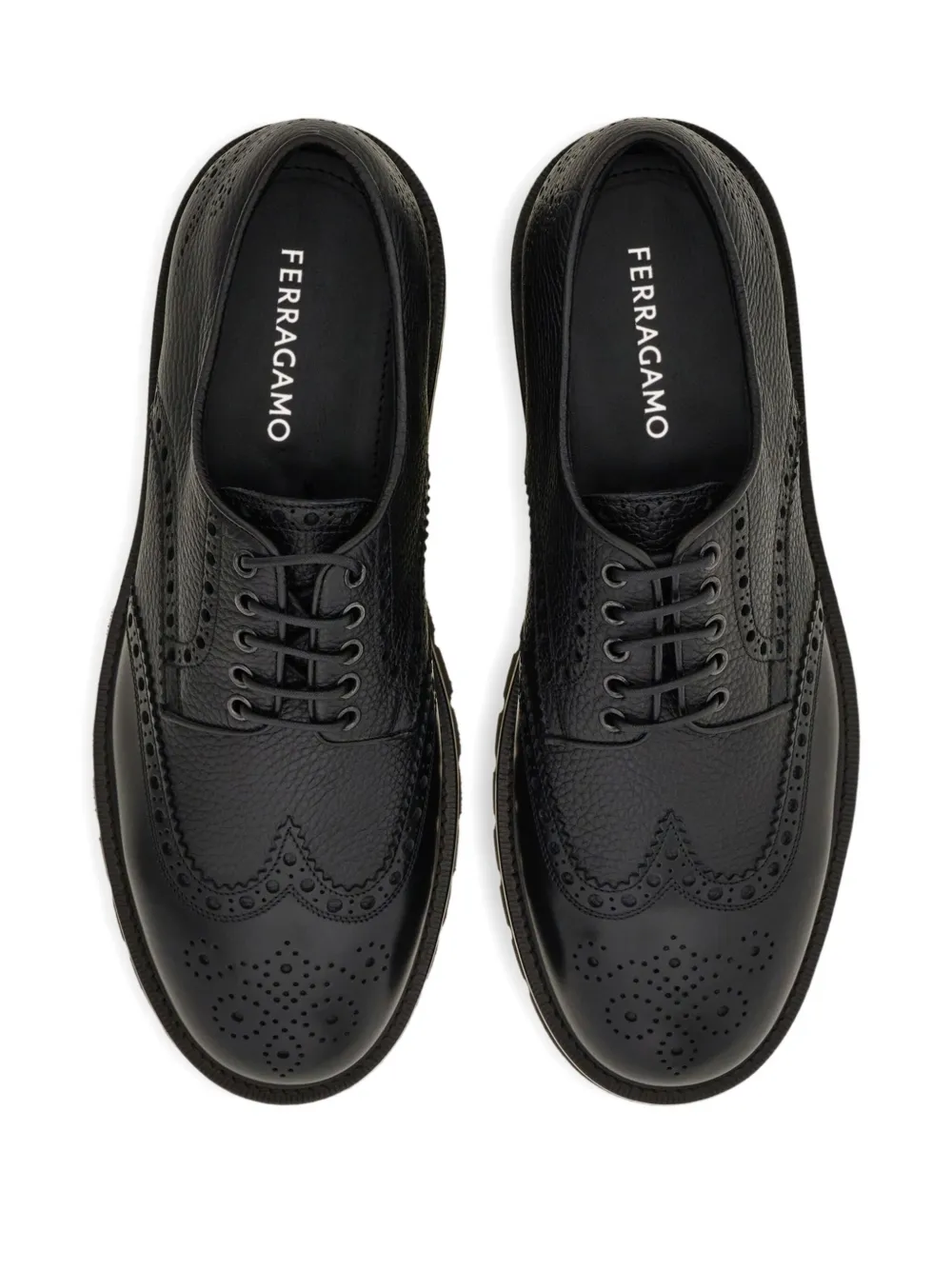 Ferragamo brogue derby shoes Black