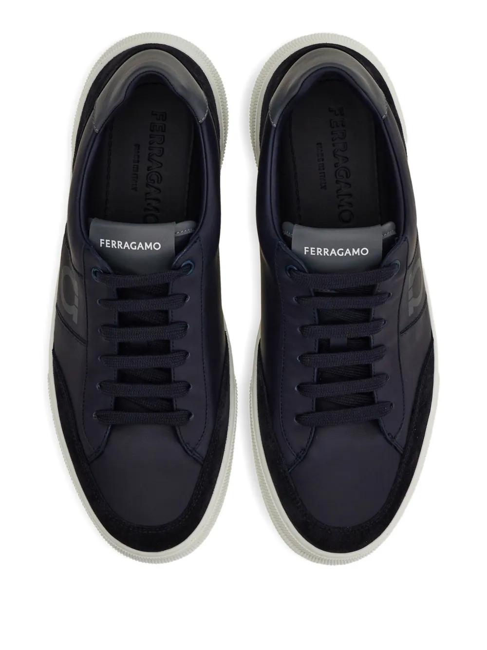 Ferragamo Alaska Gancio suede panelled lace-up sneakers Blue