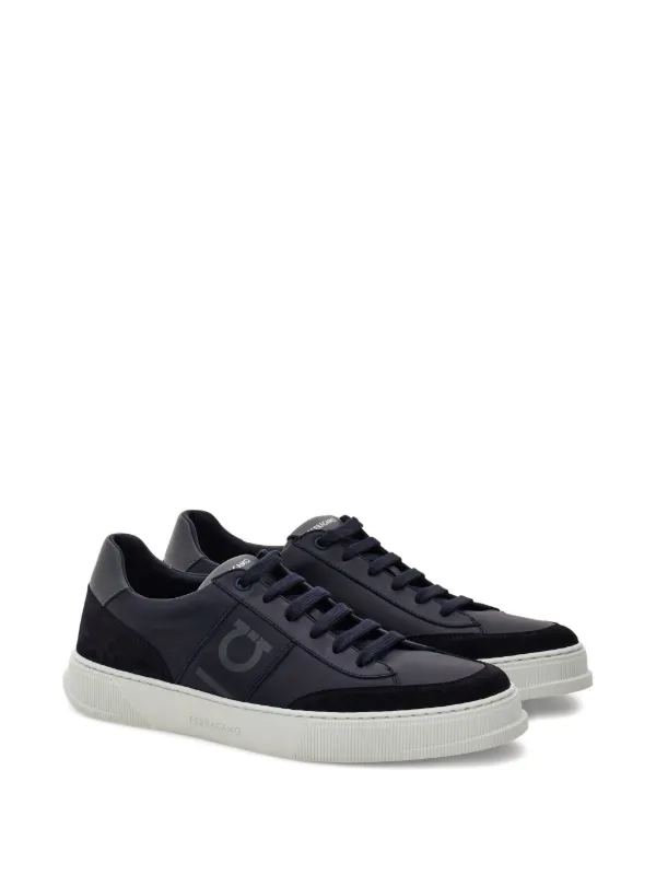 Ferragamo Alaska Gancio Suede Panelled lace-up Sneakers | Blue 