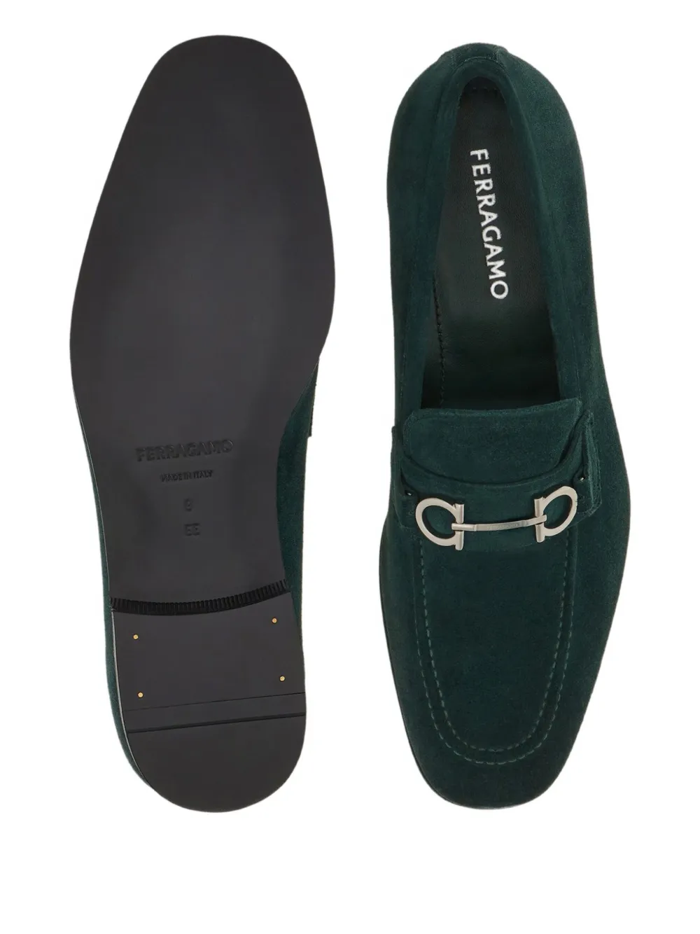 Ferragamo Gancini suede loafers Green