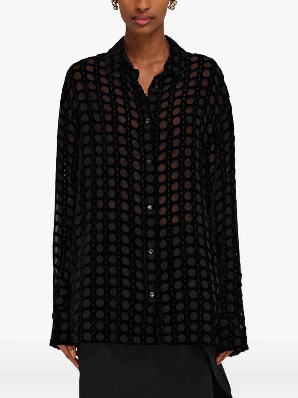 Ferragamo Fluwelen blouse met devoré-effect Zwart