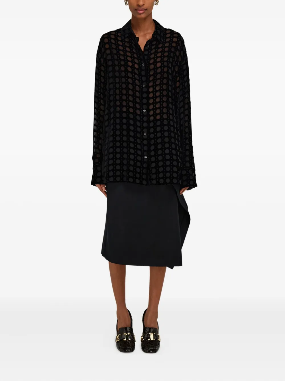 Ferragamo Fluwelen blouse met devoré-effect Zwart