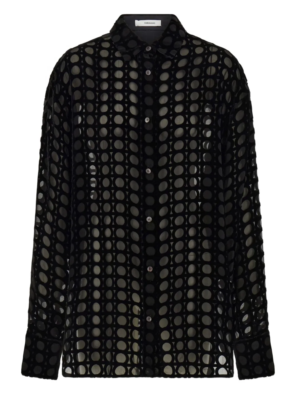 Ferragamo Fluwelen blouse met devoré-effect Zwart