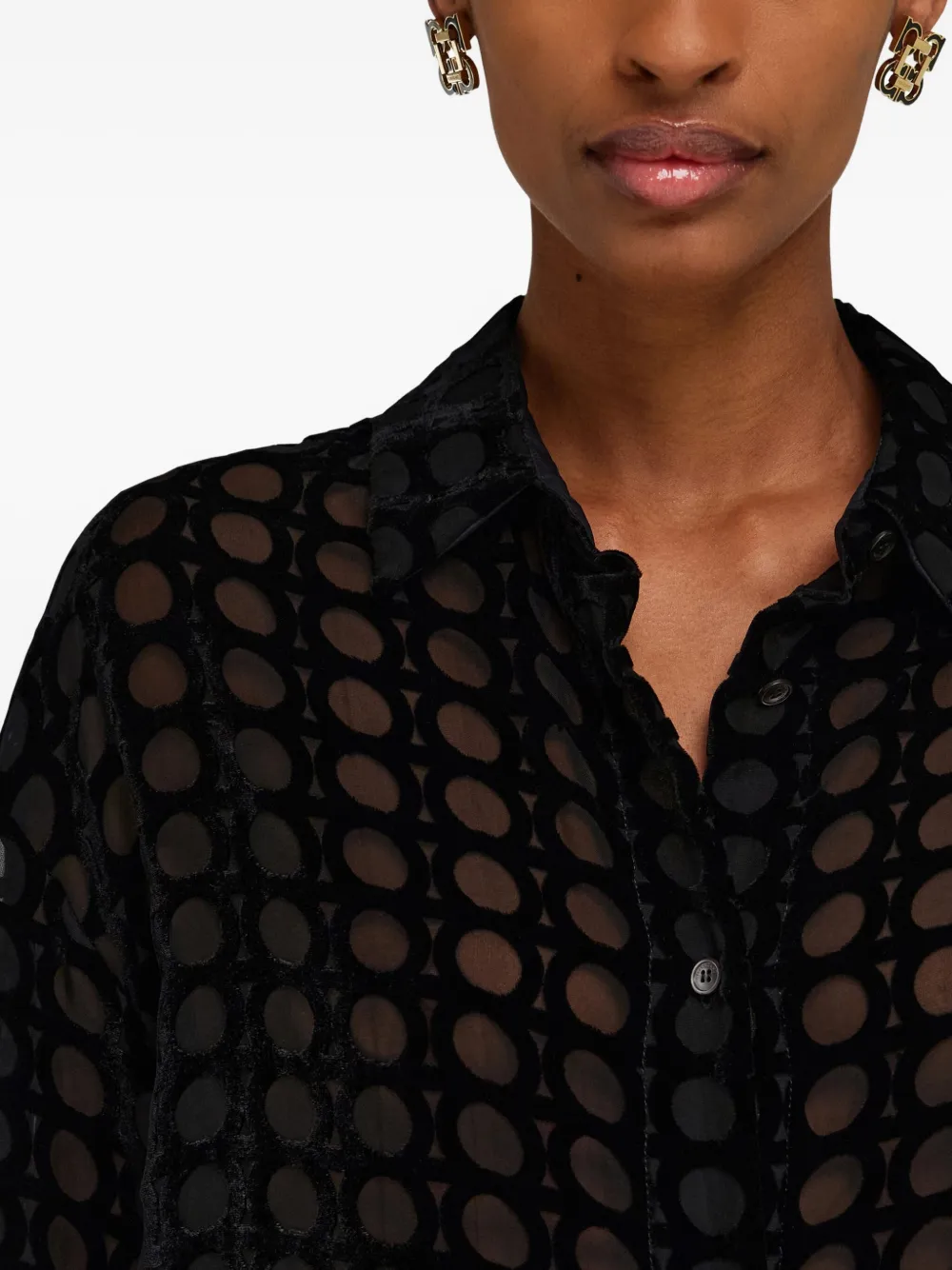 Ferragamo Fluwelen blouse met devoré-effect Zwart