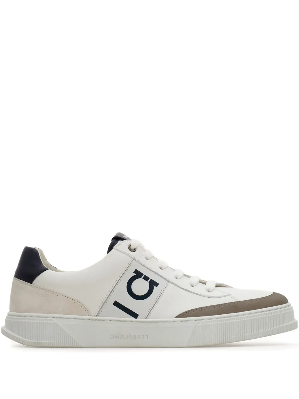 Ferragamo logo-embroidered leather sneakers | Grey | Image 1