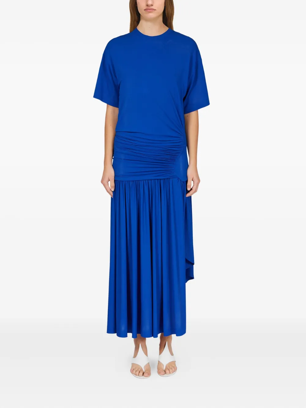 Ferragamo gathered-waist maxi dress - Blauw