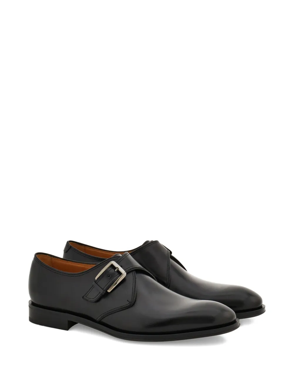 Ferragamo buckle-fastening leather monk shoes - Zwart