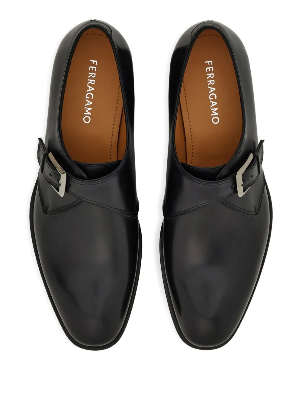 Ferragamo buckle-fastening leather monk shoes Black