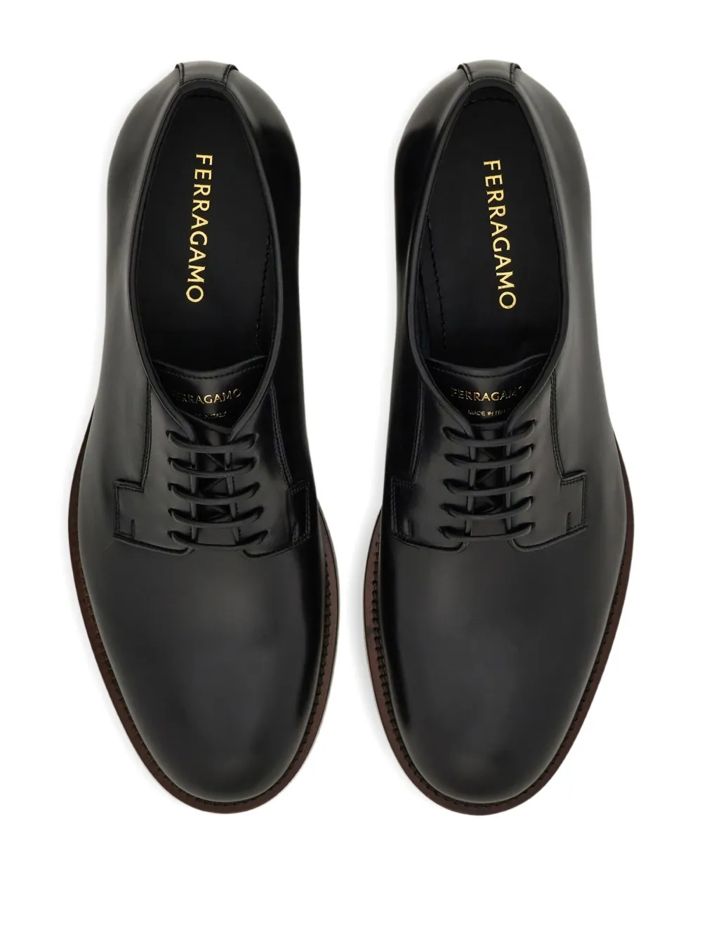Ferragamo polished leather derby shoes Black