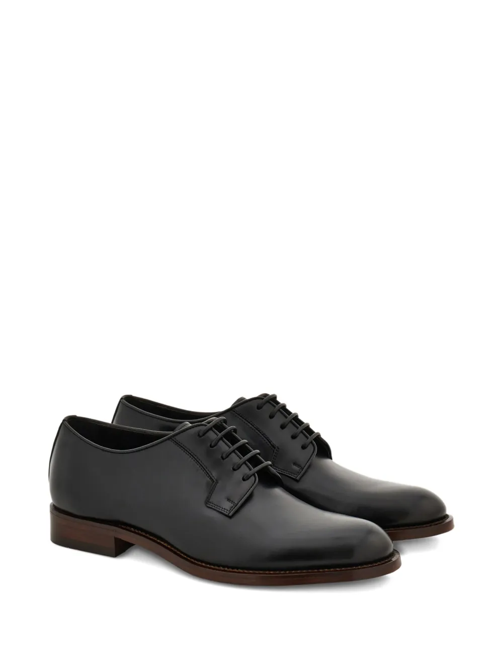 Ferragamo polished leather derby shoes Black