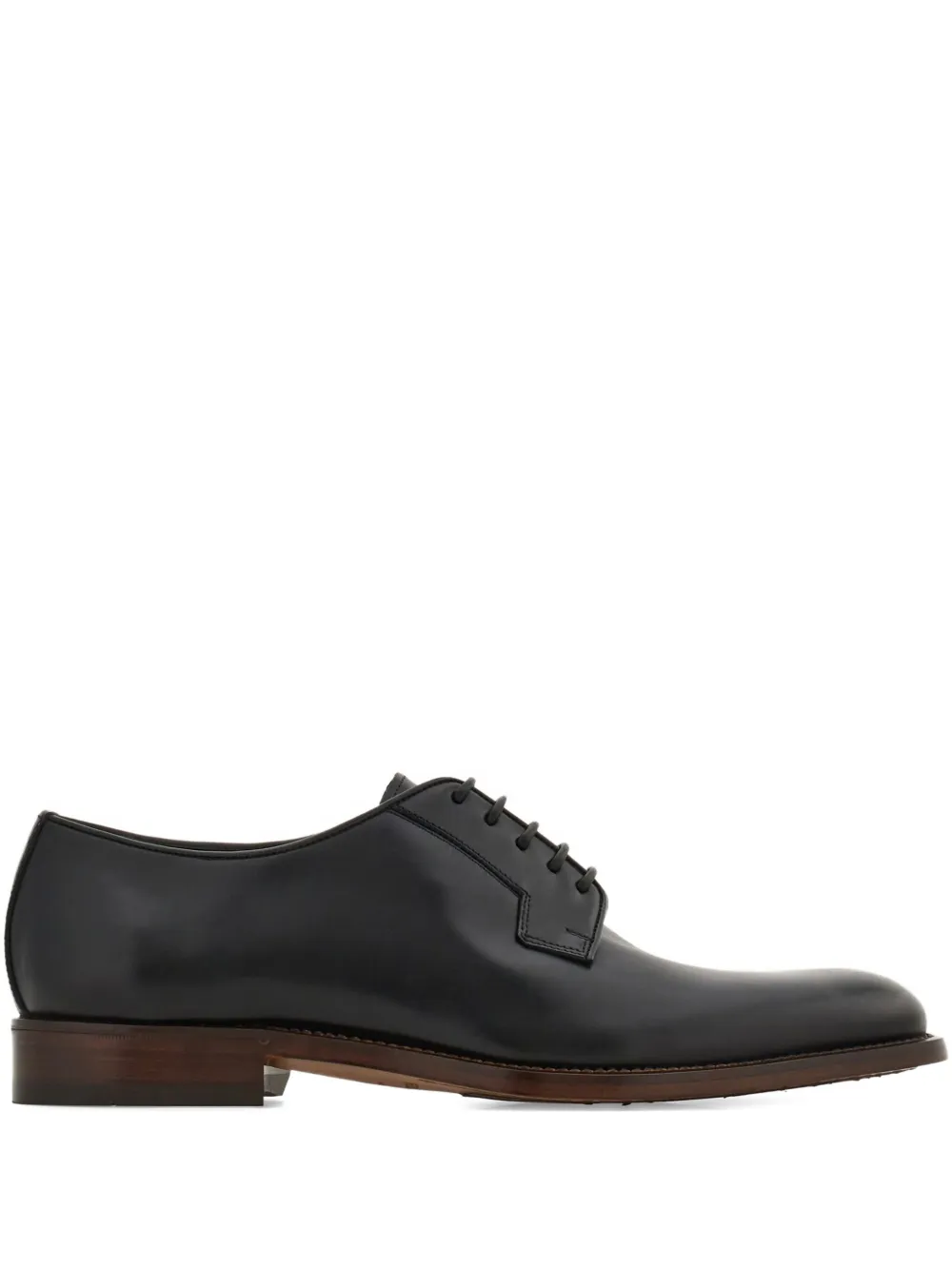 Ferragamo polished leather derby shoes Black