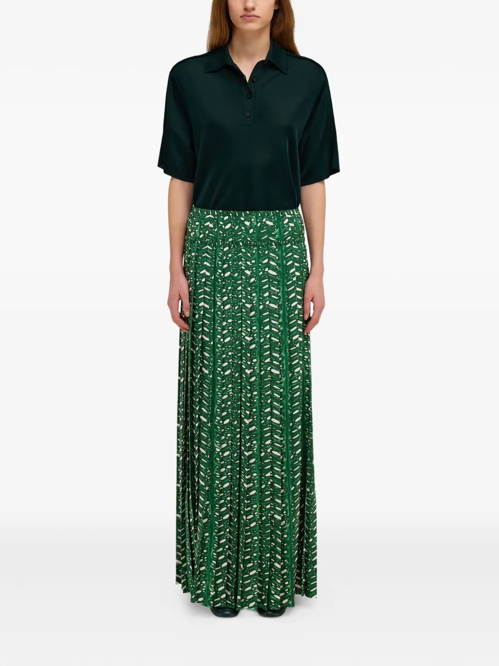 Ferragamo silk pleated maxi skirt - Green