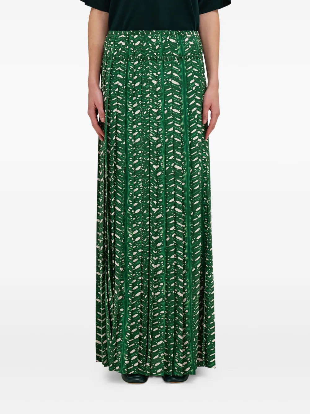 Ferragamo Zijden maxi-plooirok Green