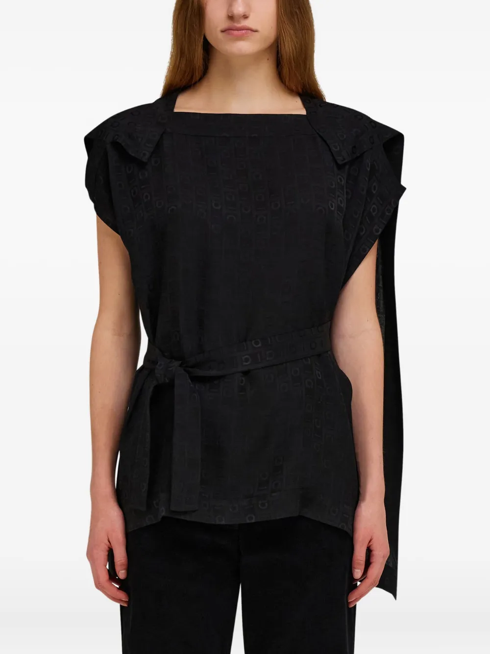 Ferragamo blouse met monogram Zwart