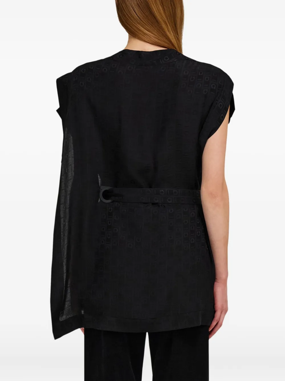 Ferragamo blouse met monogram Zwart