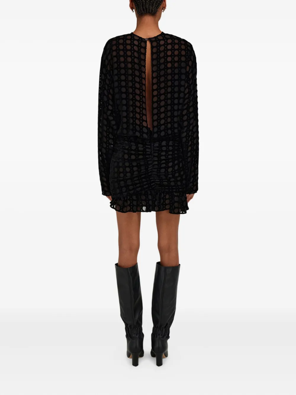 Ferragamo devoré-velvet dress Zwart