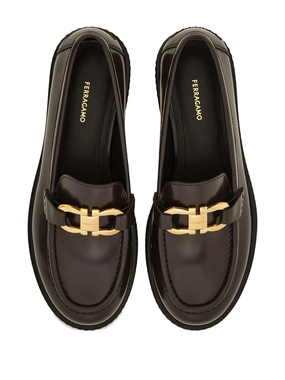 Ferragamo Leren loafers Bruin