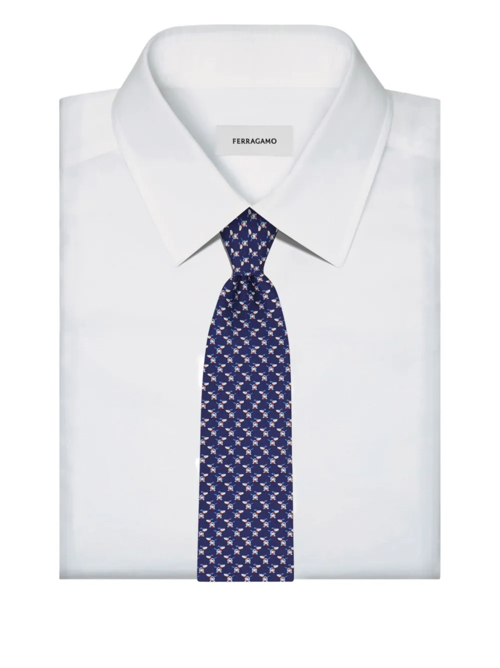 Ferragamo Stropdas met print Blauw